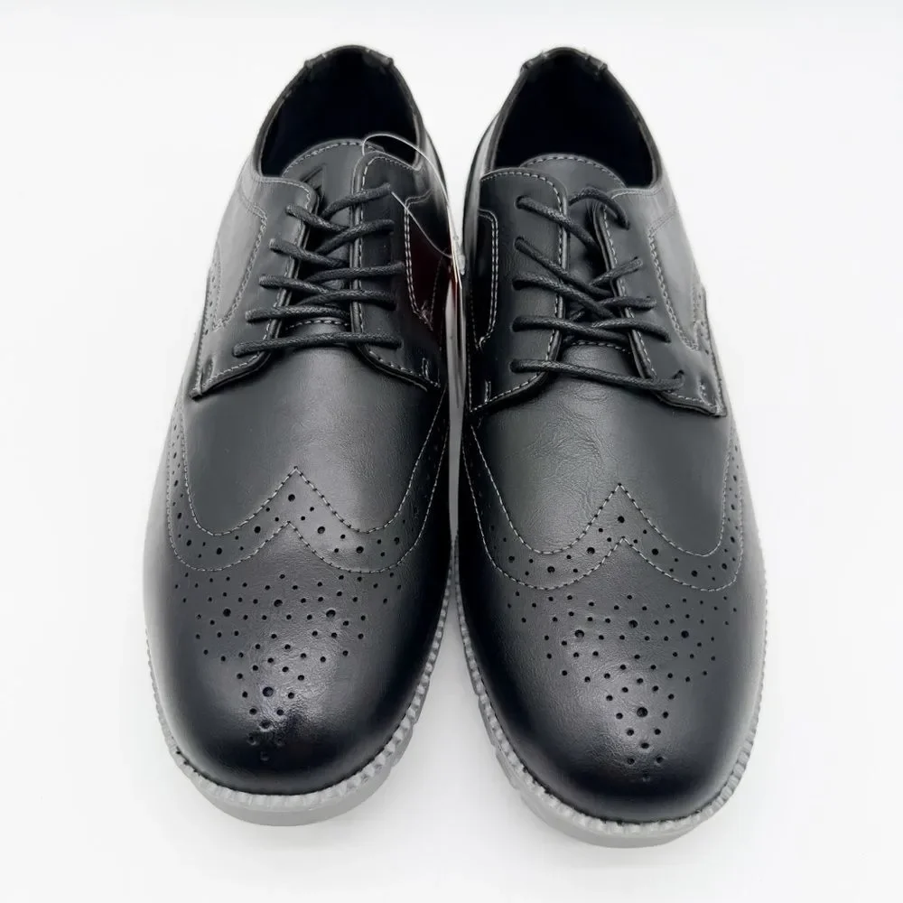 Deer Stags Corvallis Wingtip Oxford Dress Shoes Comfort Sole Black Gray 9.5 NEW